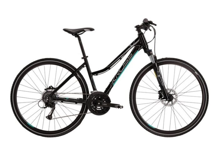 Kross Evado 5.0 naisten hybridi polkupyörä on monipuolinen ja hyvinvarusteltu kulkupeli, joka sopii ajoon maastossa ja tiellä.